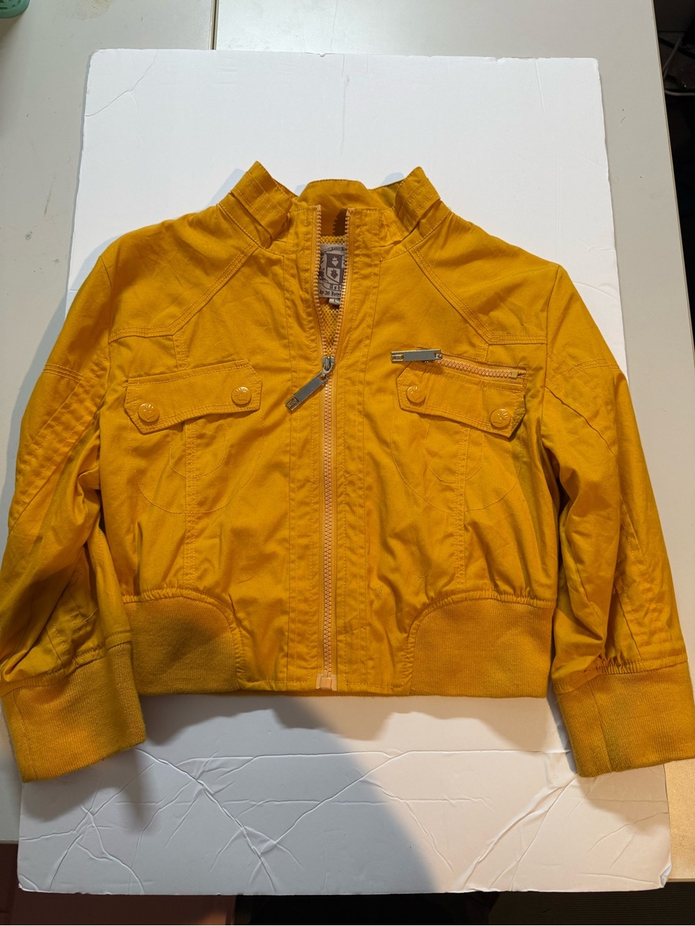 Ginger by 26 International Mustard Yellow Cropped Utility Jacket L Y2K